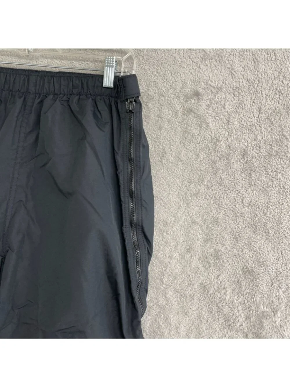 Vtg L.L. Bean Women's M Black Nylon Track Pants Zippered Sides P0255